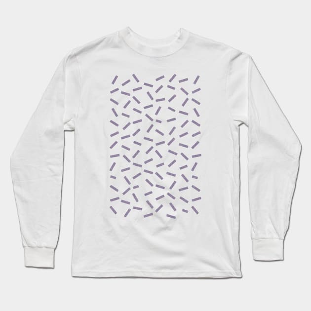 White Confetti on Textured Lavender Background Long Sleeve T-Shirt by FAROSSTUDIO